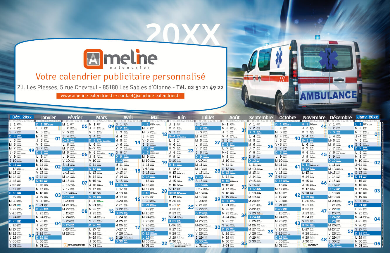 Calendrier ambulance 2022
