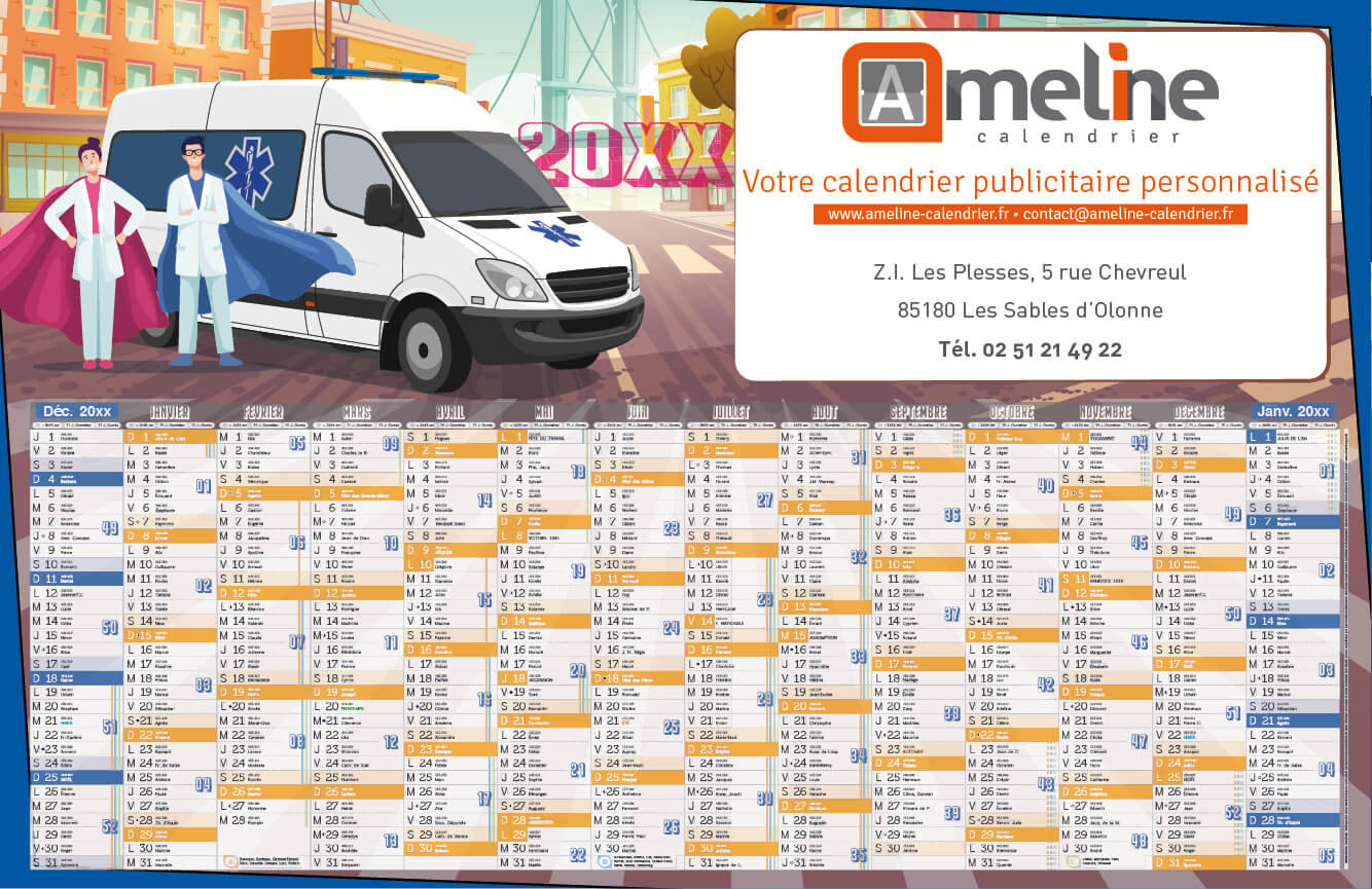 Calendrier Super-Héros ambulance 2023