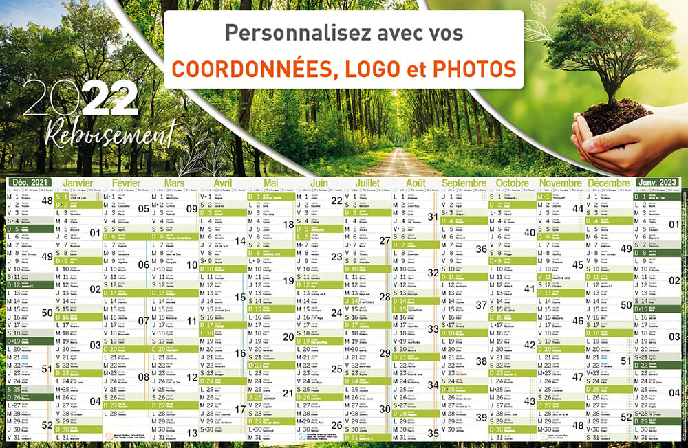 Calendrier 2024 publicitaire personnalisé - A créer avec logo et texte 